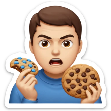 Angry person that’s eating a lot of cookies sticker
