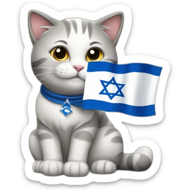 Cat with Israeli flag sticker