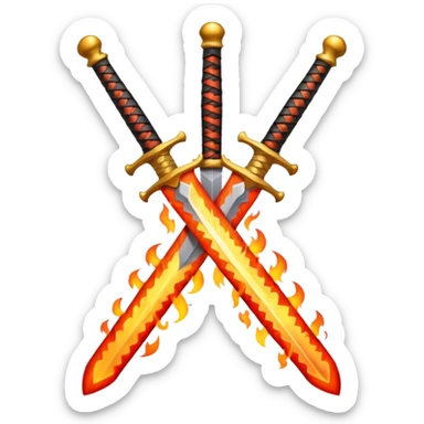 sword on fire crossed sticker