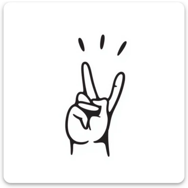 stylized symmetrical hand making rock sign (horns), doodle style, square format, symbol for music marketing course cover sticker