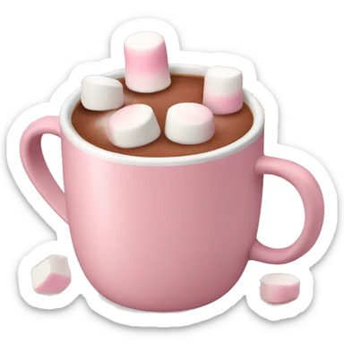 Light Pink mug of hot chocolate with marshmallows  sticker