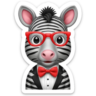 Zebra with red bow tie sticker