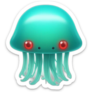 turquoise ghostly jellyfish with red eyes sticker