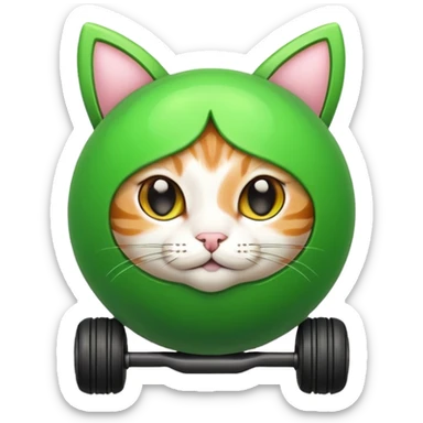 Cute green ball with cat ears with wheels sticker