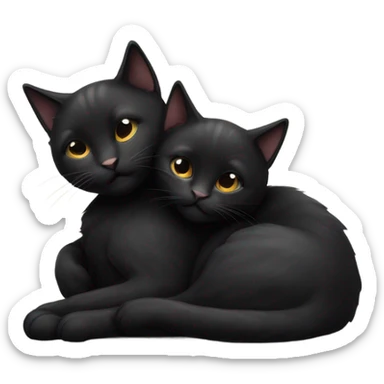Two black cats cuddling sticker