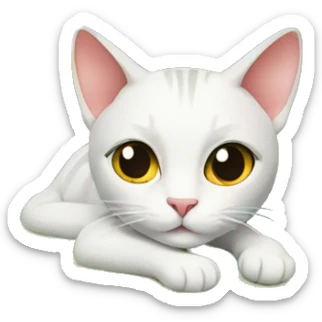 cat lies on an island sticker