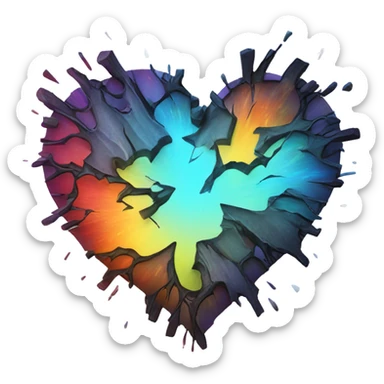 A broken heart bursting with love sticker