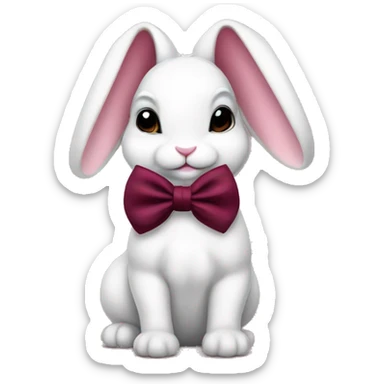 Baby bunny with coquette burgundy bow on ear sticker