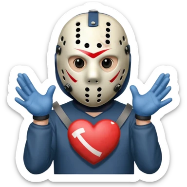 Jason Voorhees, looking cute, heart gesture with hands sticker