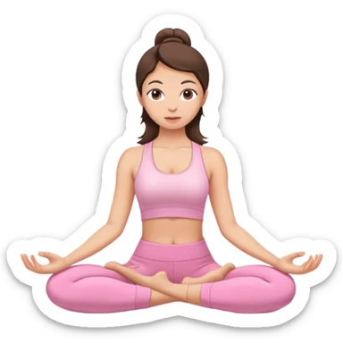 brunette yoga girl light pink clothes n sticker