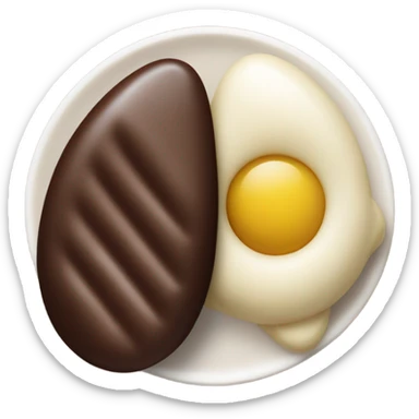 a chocolate quenelle and a larger vanilla quenelle on a plateemoji sticker