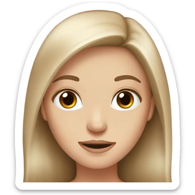 white girl with brown long hair and hazel eyes sticker