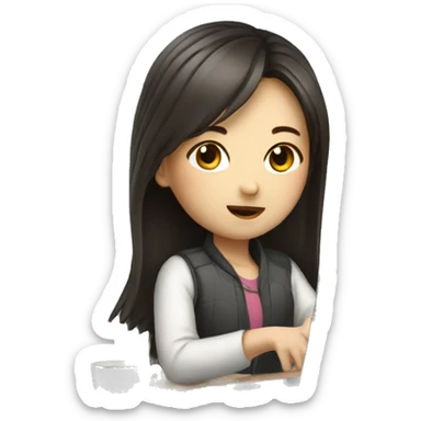 Korean girl with laptop sticker