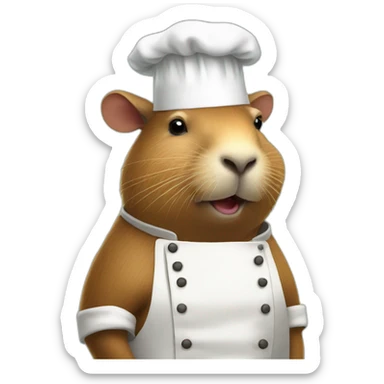 capybara with a chef hat cooking breakfast sticker