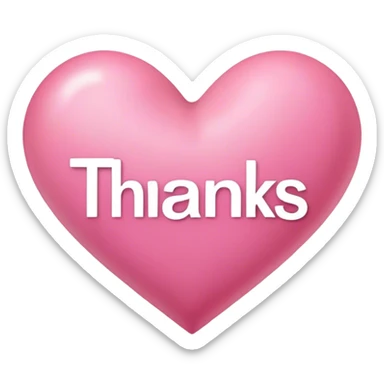 Pink heart saying thanks sticker