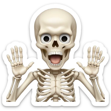Very White Skeleton Rick Astley screaming, but he’s losing some of the parts of his face, also his face is HEAVILY DISTORTED, he still has his clothes on, but is also missing scraps of that too, also just 1 part of his clothes is a little distorted, and the background is pitch black sticker