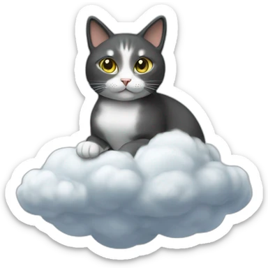 cat secretary sitting on top of the cloud sticker