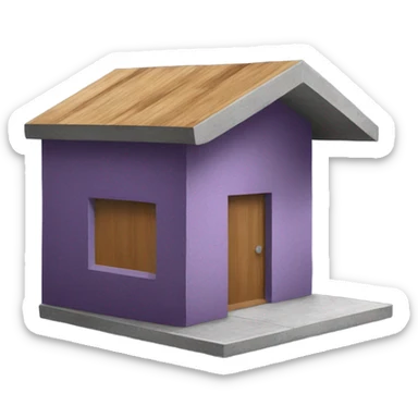 Small modern purple house made from concrete and wood  sticker