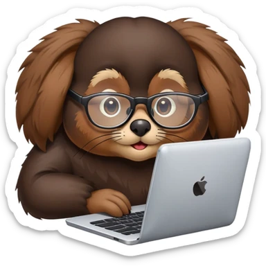 mole using a computer chat  sticker