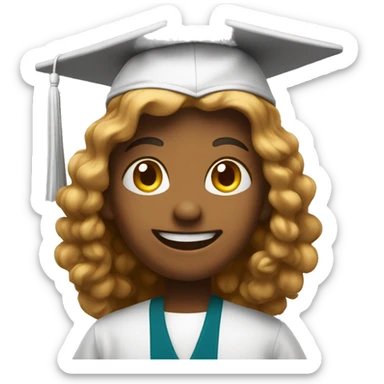 a student greets in an academic hat sticker