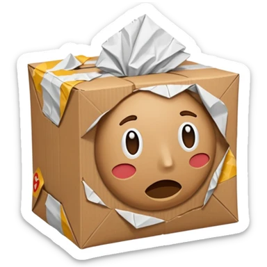 Generate a realistic emoji of a package being damaged. The emoji is simple and has no facial expressions sticker