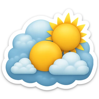 Remove the face from the sun but keep the sun peeking through clouds. The style is emoji style with no background. sticker