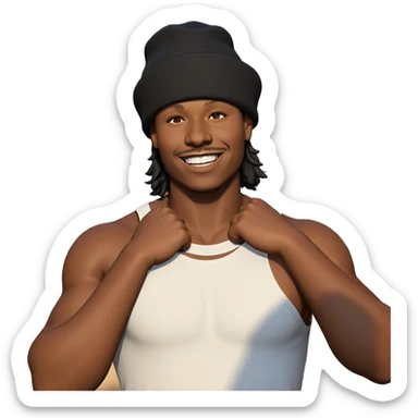 smiling boy in white shirt sticker