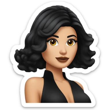 Kylie Jenner en robe noire et cheveux attaché sticker