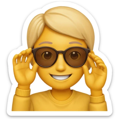 make me a emoji that is with summer glasses and a arm at the face smiling sticker