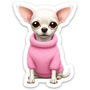 White chihuahua with pink sweater sticker