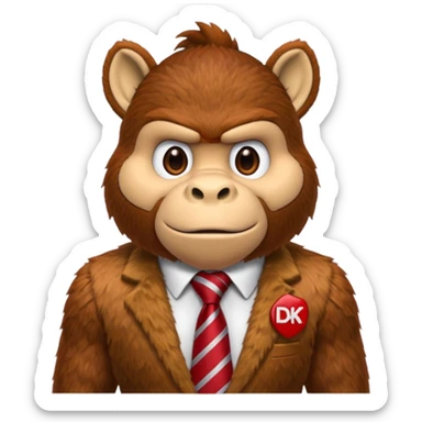 Donkey Kong🦍💪🐵 with red tie with his initials (DK) on sticker