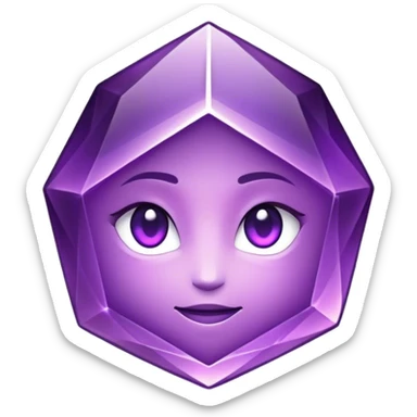 Cinematic Realistic Amethyst Emoji, Rich and soothing, with smooth, polished purple facets catching the light and casting soft, calming reflections. The deep violet hue seems to glow with an ethereal light, radiating peaceful energy and elegance. Soft glowing outline, capturing the essence of tranquility and mystery in a stunning amethyst. sticker