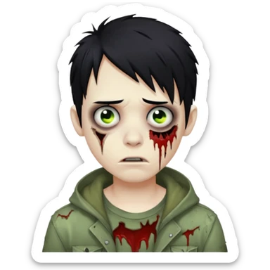 crie um menino zumbi emo sticker
