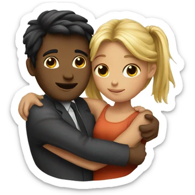 girl is huging a bond boy sticker