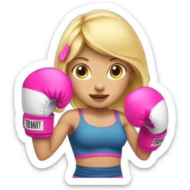 blonde girl with pink boxing gloves sticker