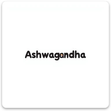 The word "Ashwagandha" hand-drawn in a simple style with minimal colors. The text should be clean and readable with just a few essential color accents. sticker
