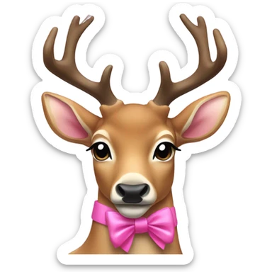 dear with pink bow around neck sticker