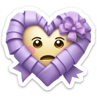 a lavender heart wrapped by a pastel lavender  bow with lavender flowers sticker