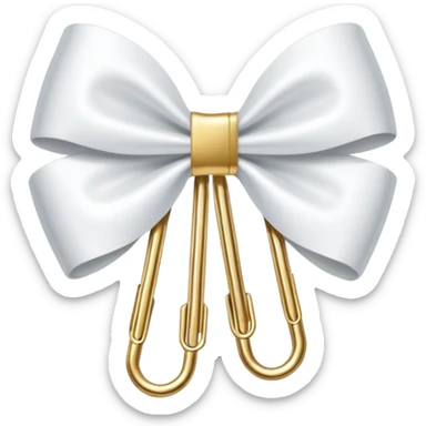 one gold paper clip with a white bow in the middle sticker