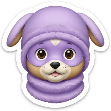 puppy face in a pastel lavender ski mask, face only sticker