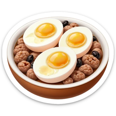 steamed ground pork with raisins, sliced boiled egg sticker