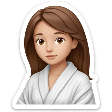 girls side profile in robe with brown hair and her hair in a towel with skin care on  sticker