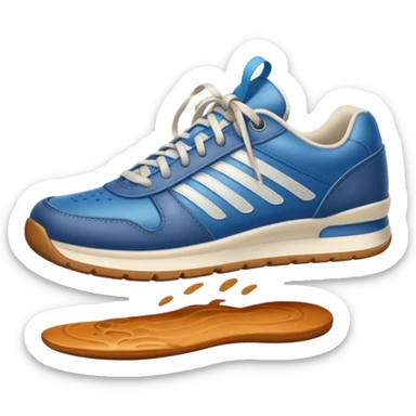  a foot wearing a sneaker pressing on the ground, leaving a visible shoe print beneath. Rounded, glossy, smooth, soft shadows, white background.


 sticker
