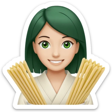 Noir et blanc avec des yeux verts et des pâtes en mikado sticker