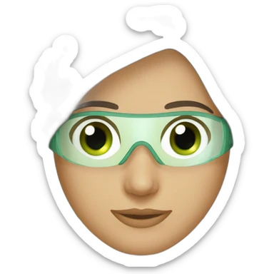 lasik eye surgery mask dark brown long straight hair green eyes sticker