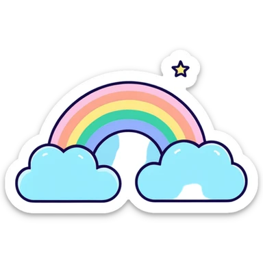 dreamy pastel blue rainbow with stars sticker