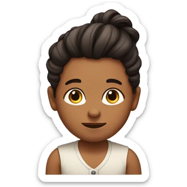 A feminine looking boy with a babyface, has a man bun with some baby hair sticking out  sticker
