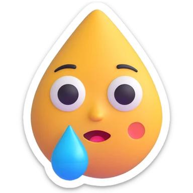 3D emoji of a sad face with a blue teardrop sticker