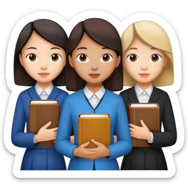 eight asian girls in a group, holding bibles sticker