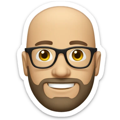 man short beard bald caucasian black glasses sticker